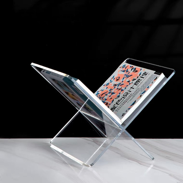 Clear acrylic book holder X shape bookshelf Acrylic magazine book holder 6265 Clear acrylic book holder X shape bookshelf Acrylic magazine book holder 6265